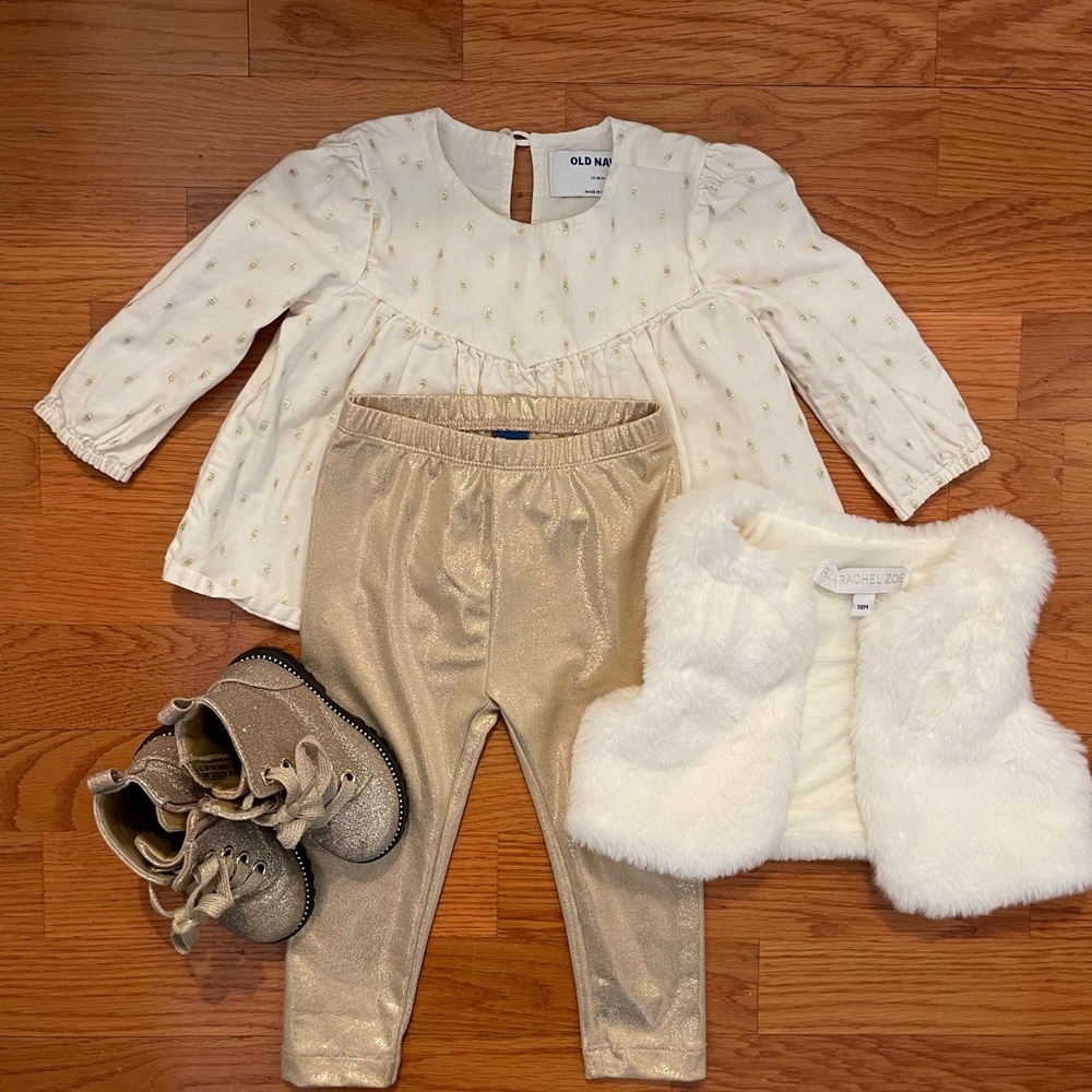 Old Navy chic gold outfit for baby girl size 12-18 months